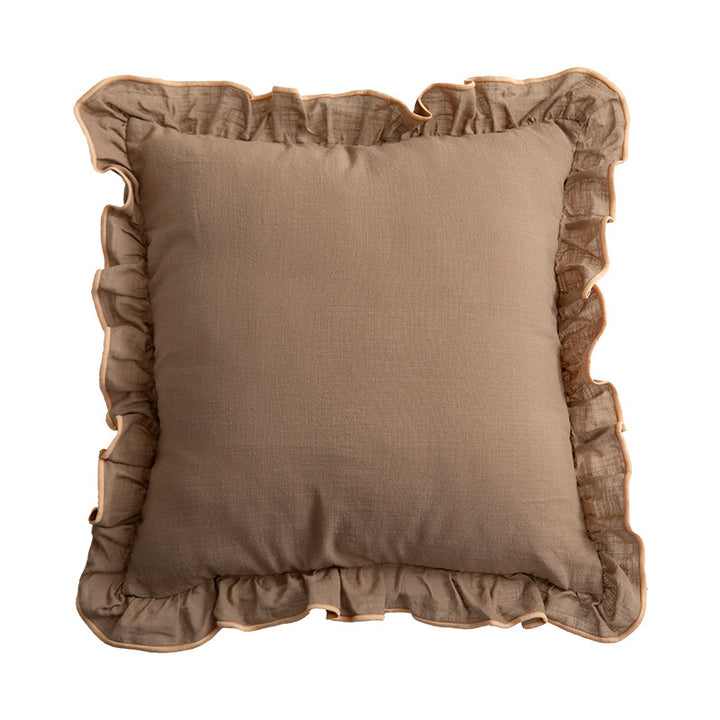 Decorative cushion with frill ruffle and linen texture Bowlift