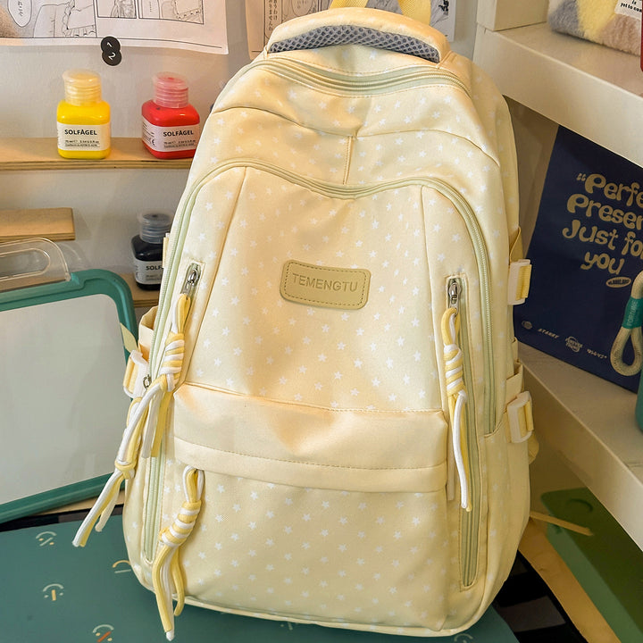 Star-Patterned Multi-Pocket Backpack Bowlift