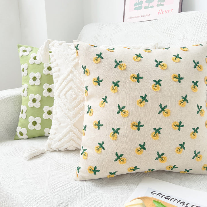 Square decorative cushion cover with hand-tufted flower tufting Bowlift
