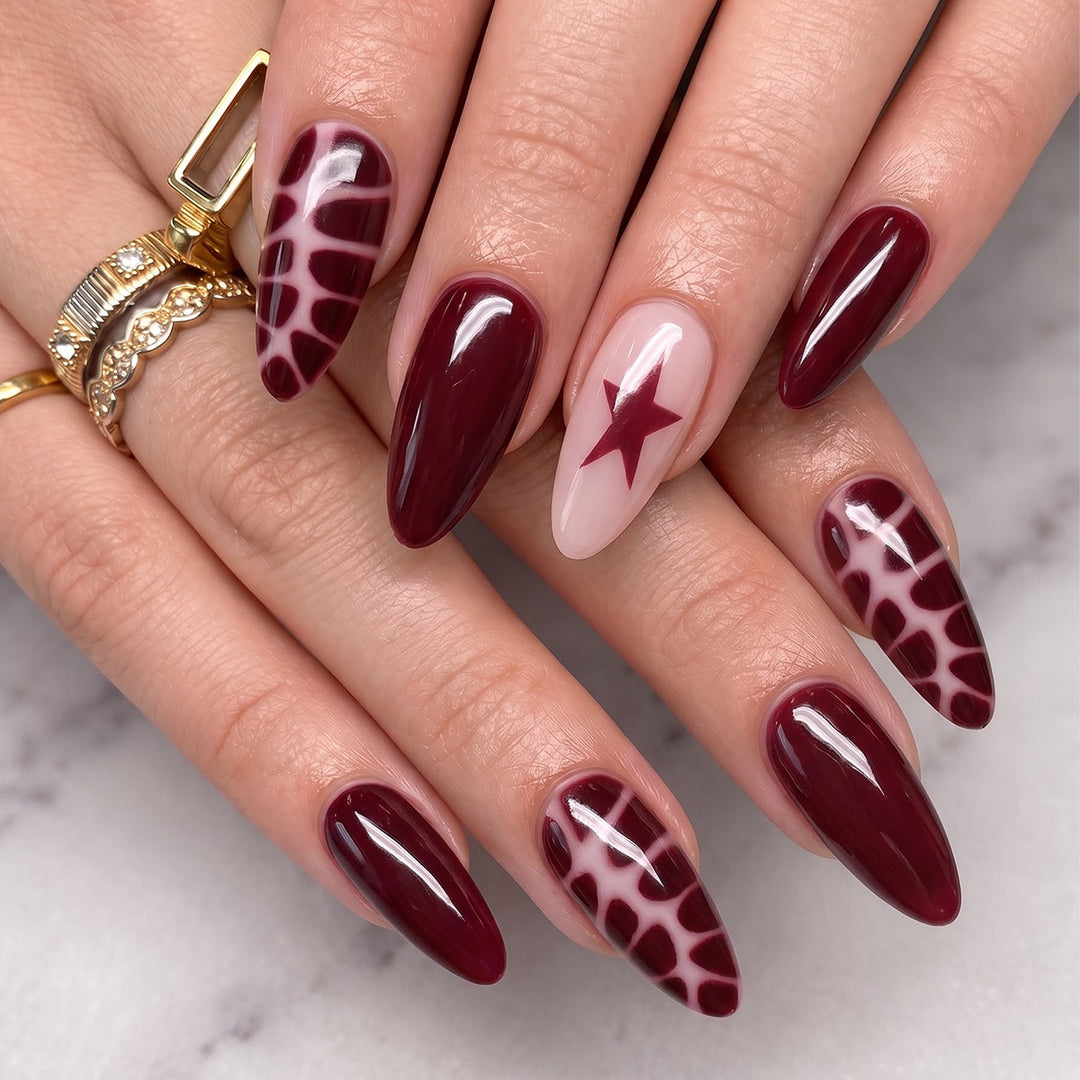 Artistic Stiletto Press-On Nail Design