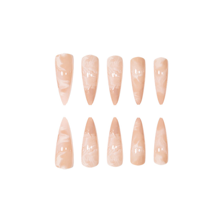 Artistic Marble-Effect Stiletto Press-On Nails Bowlift