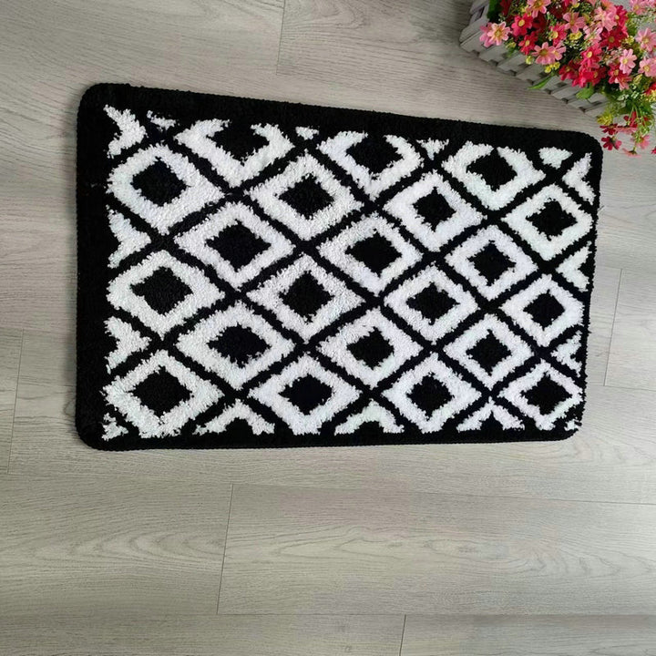 Cushioned Geometric Pattern Bath Mat