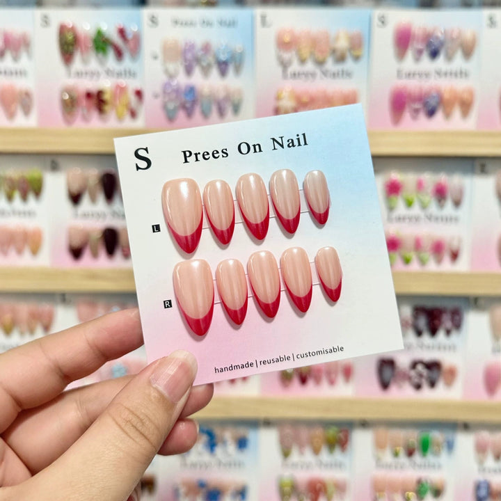 Customizable Press-On Nails with Elegant French Tip Design