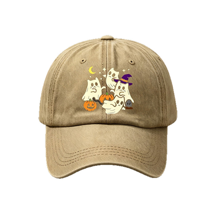 Halloween Cartoon Ghost Embroidered Cotton Baseball Cap Bowlift