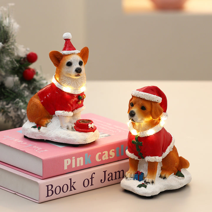 Festive LED Dog Figurine Bowlift