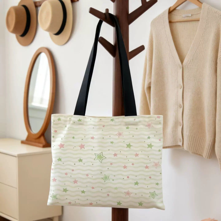 Elegant Star Patterned Canvas Tote Bag