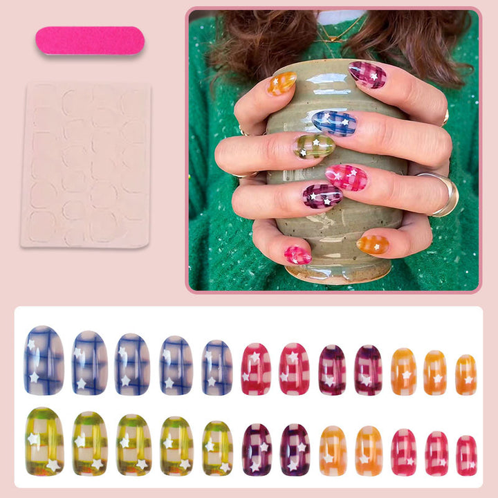 Art nail set with colorful star designs Bowlift
