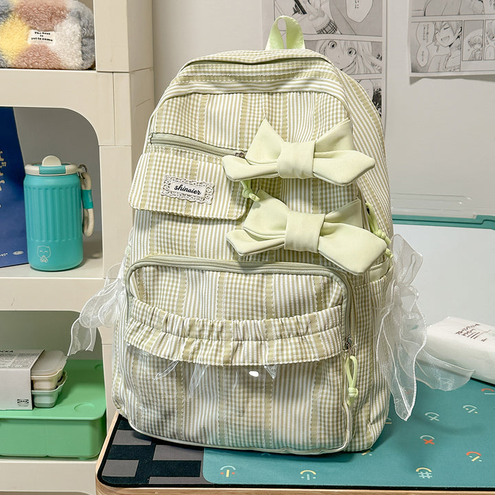 Decorative Bow-Embellished School Backpack Bowlift