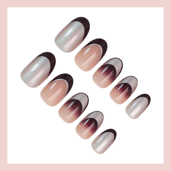 Artificial nail set with elegant gradient and glitter accents Bowlift