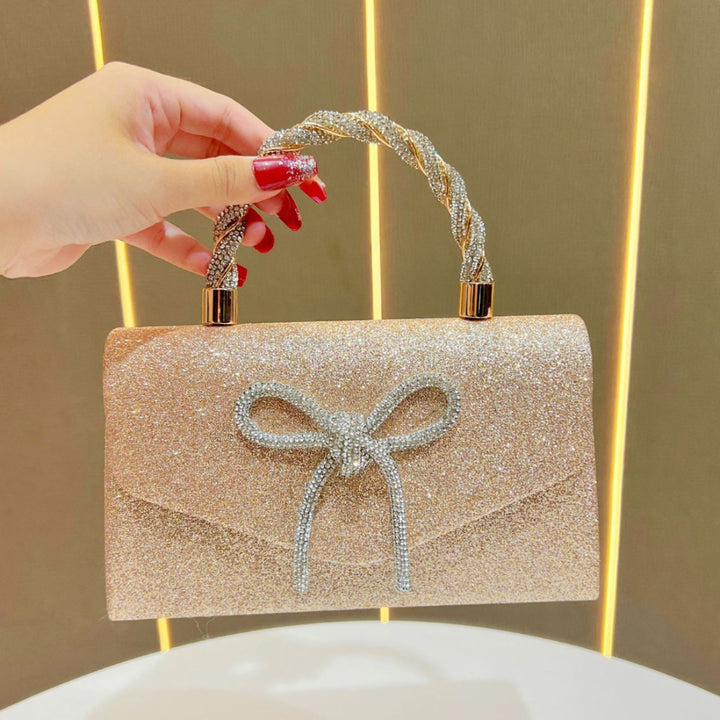 Sparkling Bow-Detail Evening Handbag
