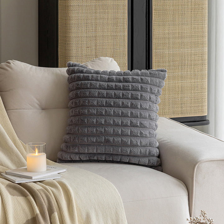 Textured Horizontal Pleat Square Throw Pillow Cover with Hidden Zipper