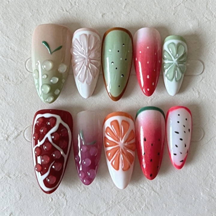 Creative Fruit-Themed Press-On Nail Art Set
