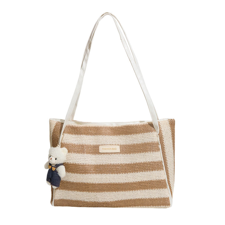 Striped Crochet Beach Tote Bag