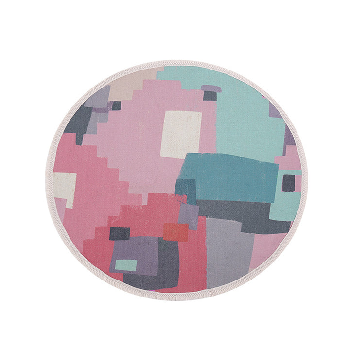 Round Decorative Living Room Carpet with Modern Geometric Pattern Bowlift