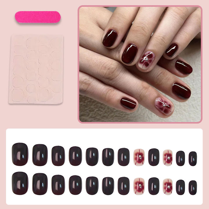Acrylic nail set with elegant flower decorations Bowlift