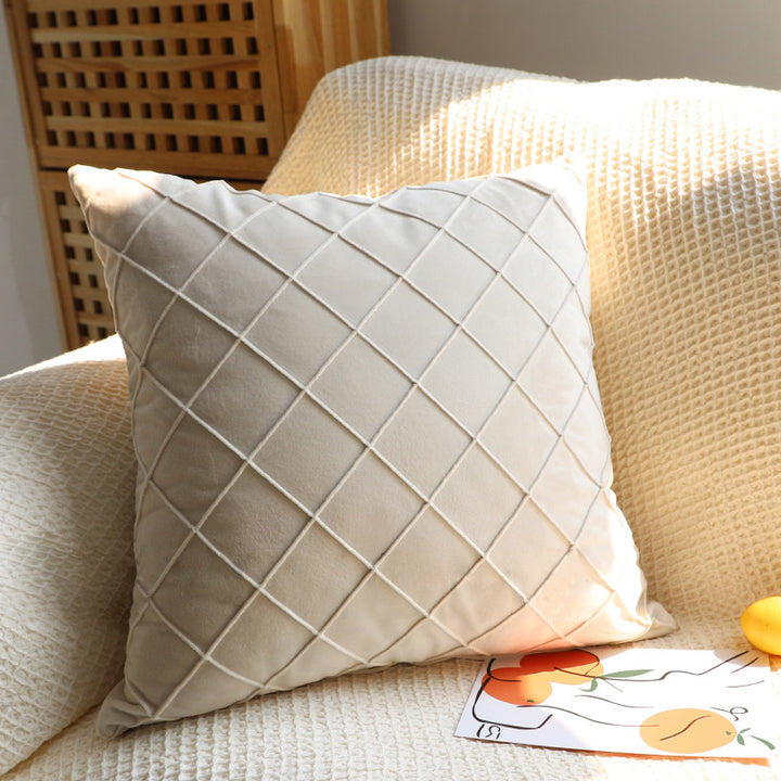 Square velvet cushion cover with quilted diamond texture Bowlift