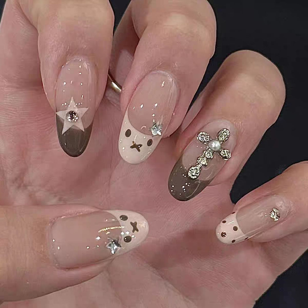 Floral Embellished Press-On Nail Set