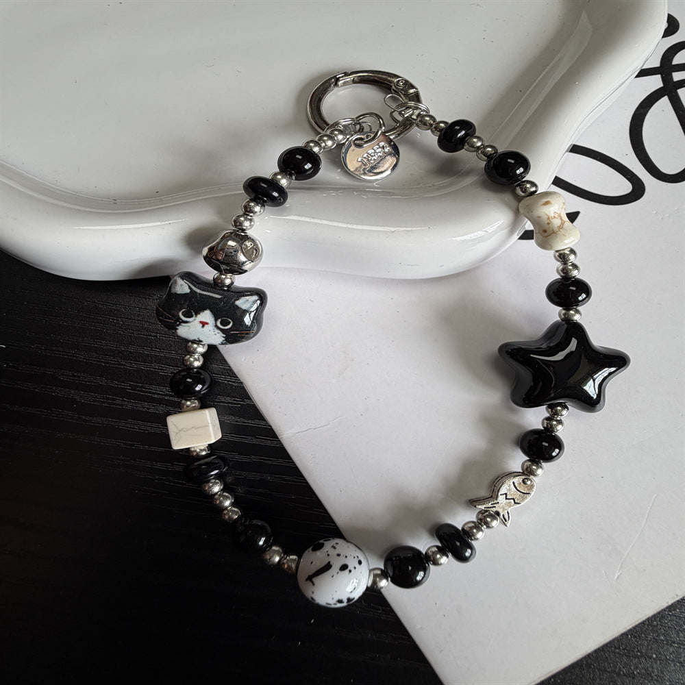 Decorative Cat-Themed Charm Keychain Bowlift