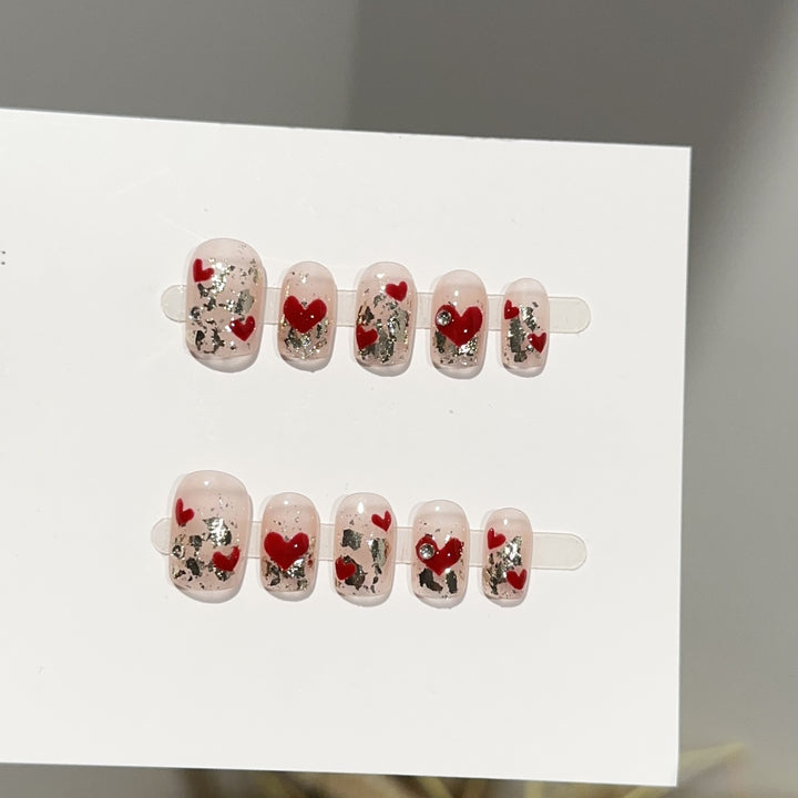 Romantic Heart-Design Press-On Nail Set