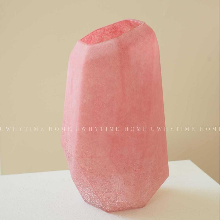 Geometric Matte Ceramic Tall Table Vase with Faceted Base Bowlift