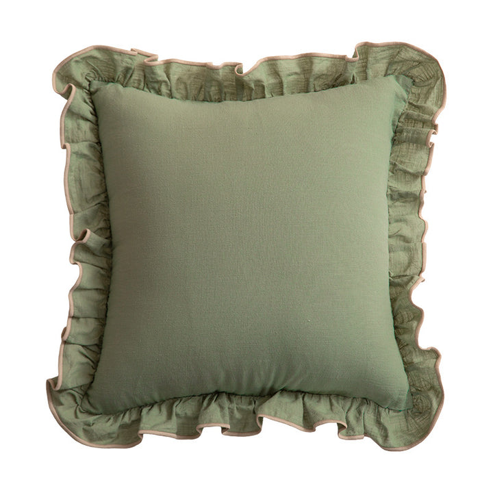 Decorative cushion with frill ruffle and linen texture Bowlift