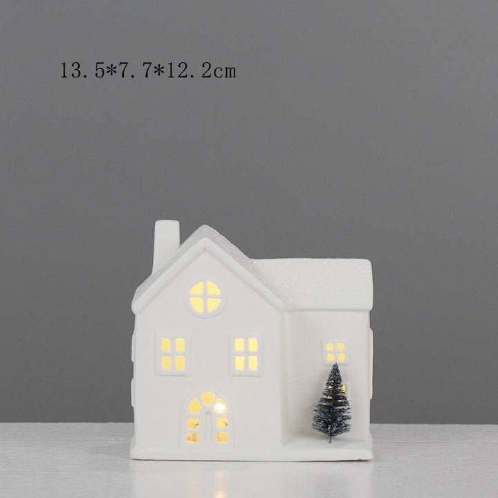 Ceramic House-Shaped Decorative Lantern Bowlift