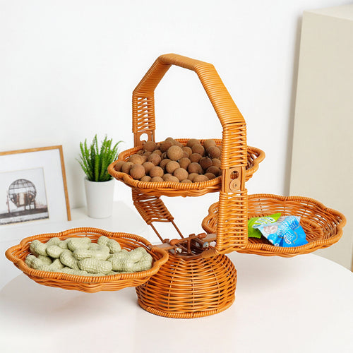 Decorative Woven Storage Basket with Carrying Handle