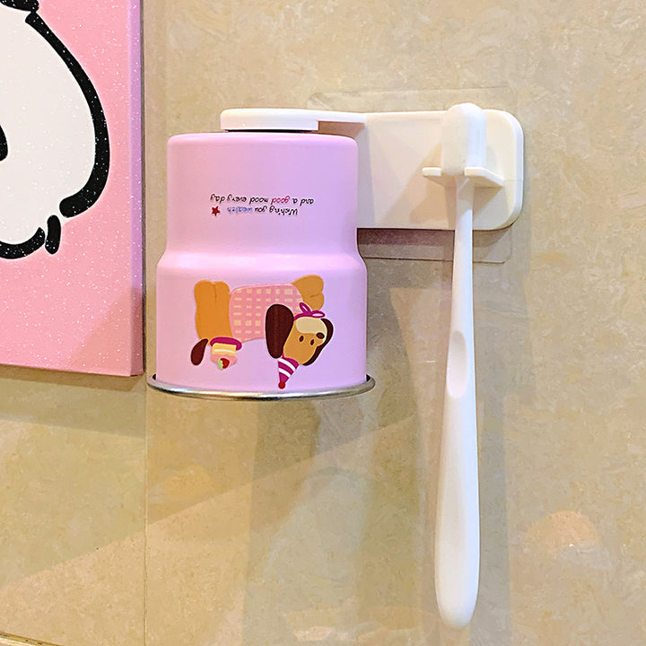 Wall-mounted toothbrush holder with playful animal design Bowlift