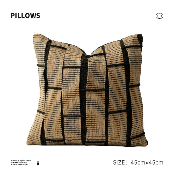 Square Decorative Cushion with Woven Checkered Pattern Relief Structure Bowlift