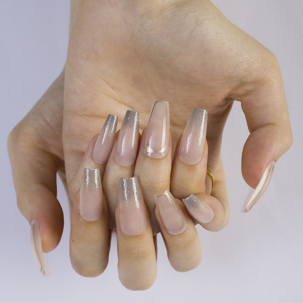 Artificial nails with glitter tip and high gloss finish Bowlift