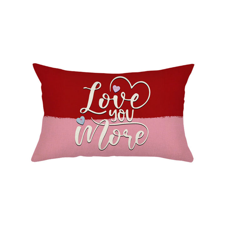 Rectangular Valentine's Heart Graphic Cotton-Linen Throw Pillow Cover