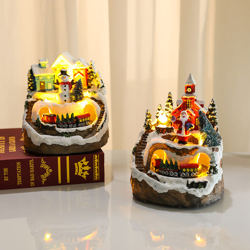 LED Illuminated Christmas Village Scene Bowlift
