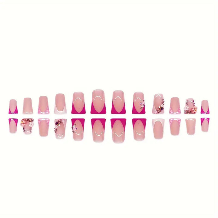 Decorative Floral Acrylic Nail Art Extensions Bowlift