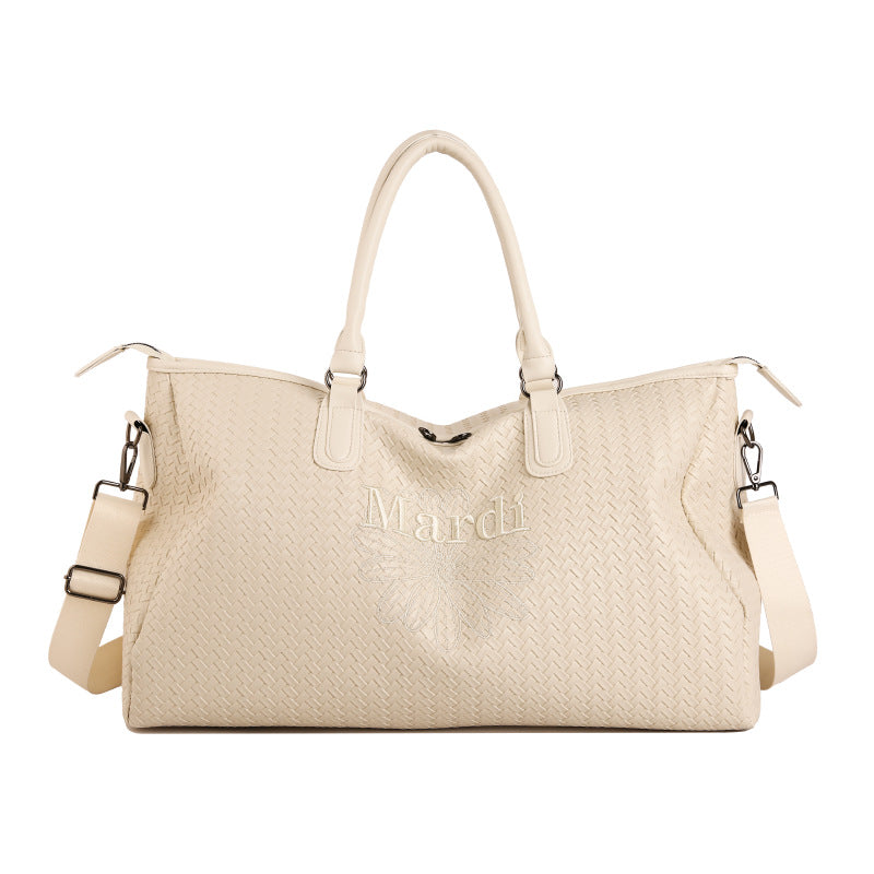 Woven Leather Weekend Duffel Bag Bowlift