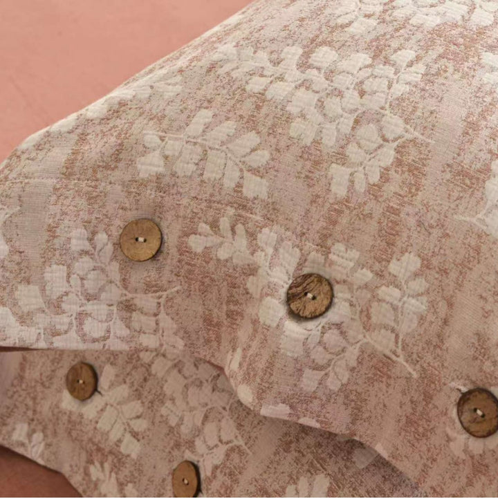 Luxury Floral Jacquard Cotton Duvet Cover Set with Button Closure