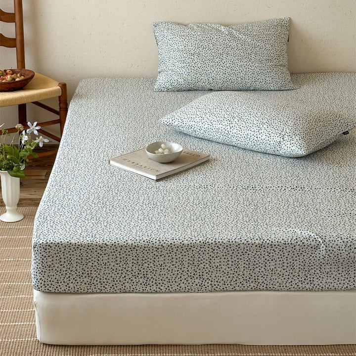 Printed Cotton Percale Fitted Sheet and Pillowcase Set