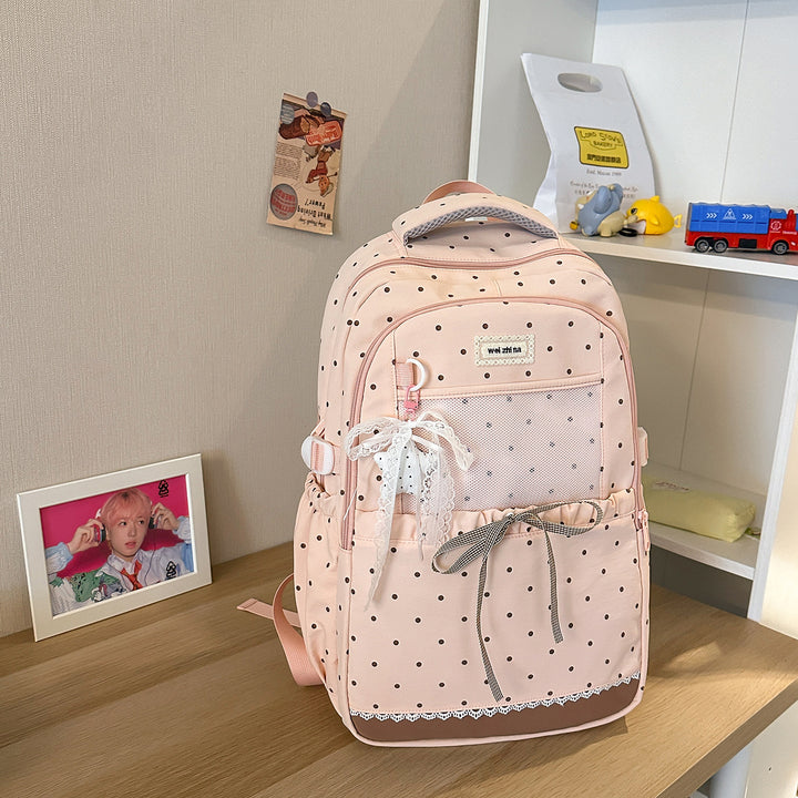 Stylish Polka Dot Patterned Backpack Bowlift