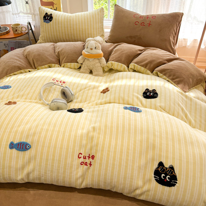 Playful Cartoon Dog-Themed Fleece Blanket