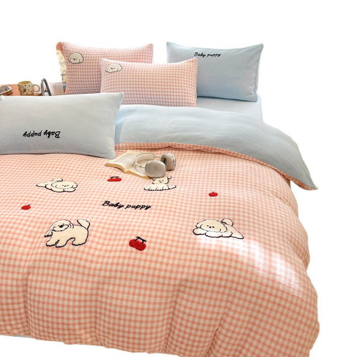 Playful Cartoon Dog-Themed Fleece Blanket
