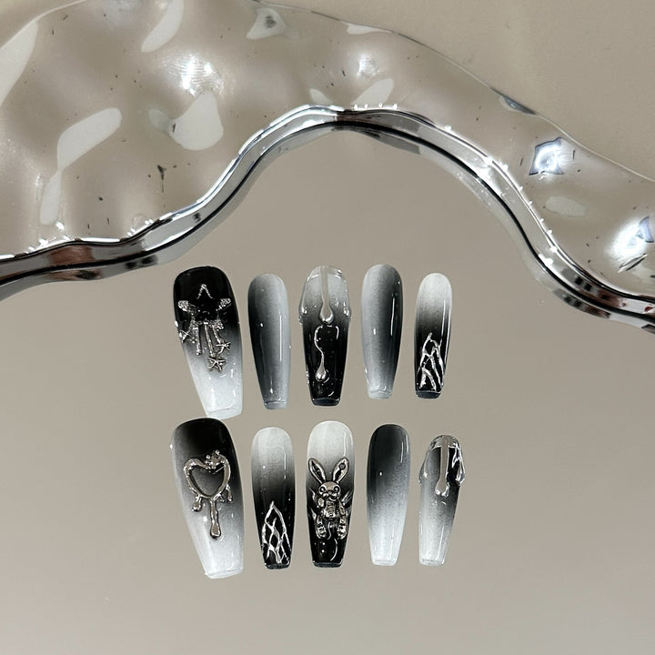 Artistic Gothic-Themed Press-On Nail Design