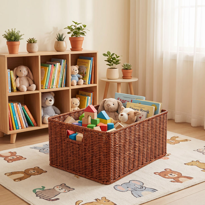 Handwoven Rectangular Storage Basket Bowlift
