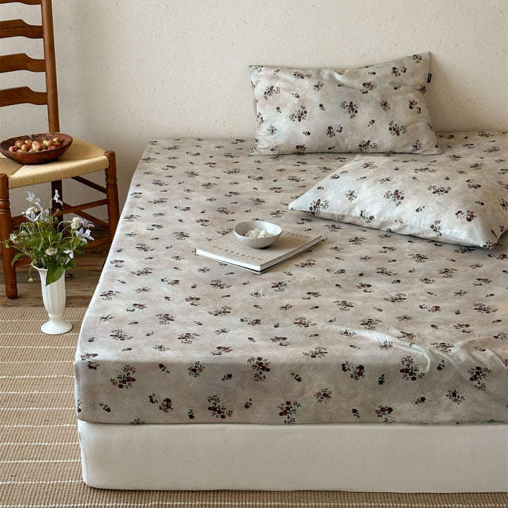 Printed Cotton Percale Fitted Sheet and Pillowcase Set