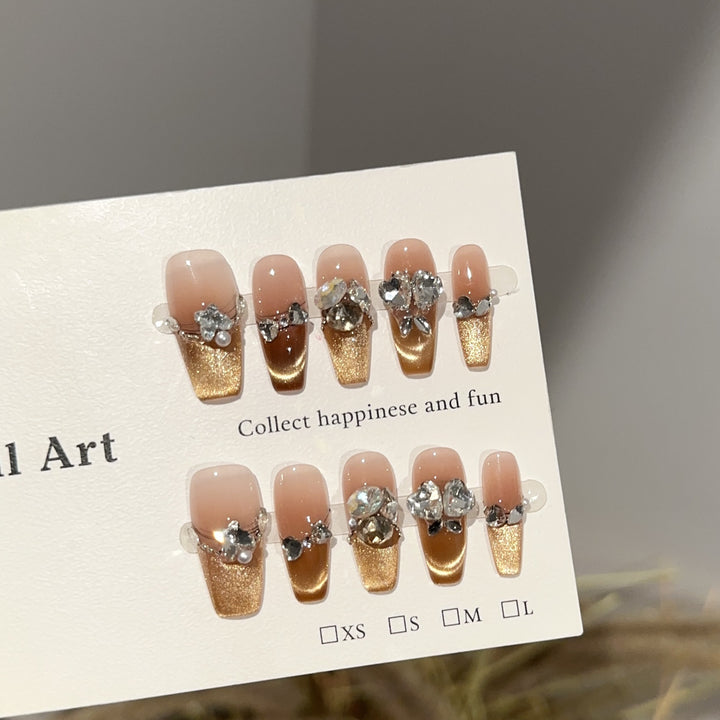 Decorative Rhinestone-Accented Press-On Nail Set