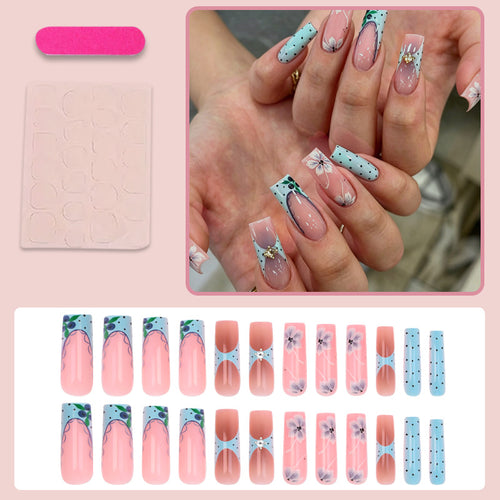 Artificial nail set with floral designs Bowlift