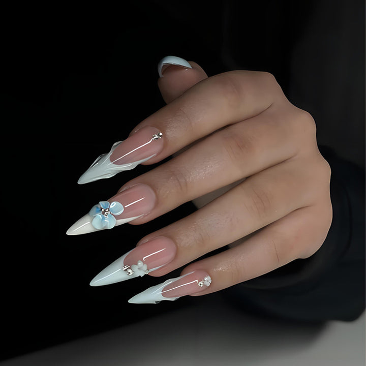 Artificial nail set with elegant tips and floral accents Bowlift