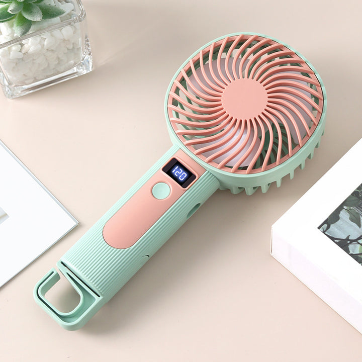 Ladies Portable Hand Fan with LED Display Bowlift