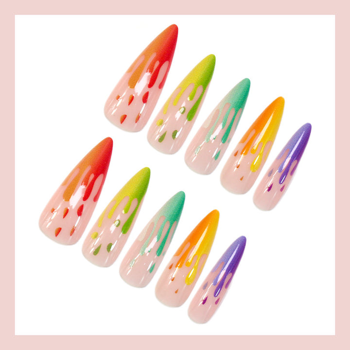 Acrylic nail set with stylish water droplet pattern Bowlift
