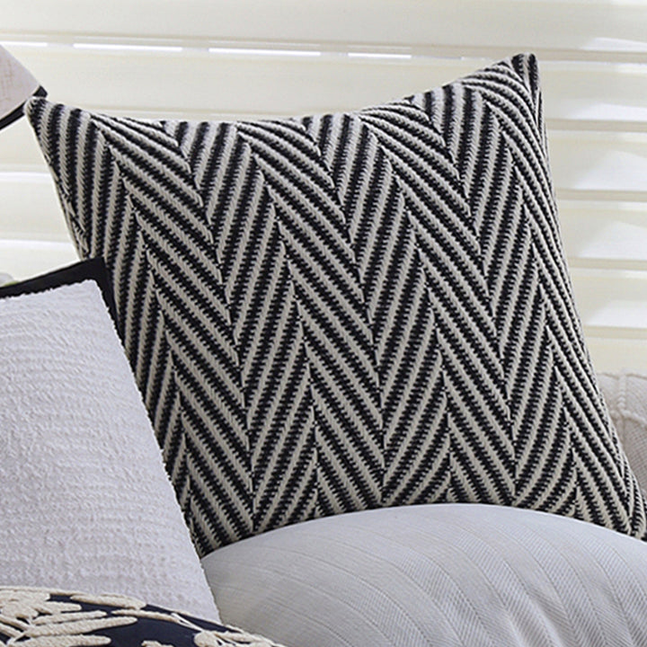 Square decorative cushion cover with geometric tufting and contrasting piping Bowlift