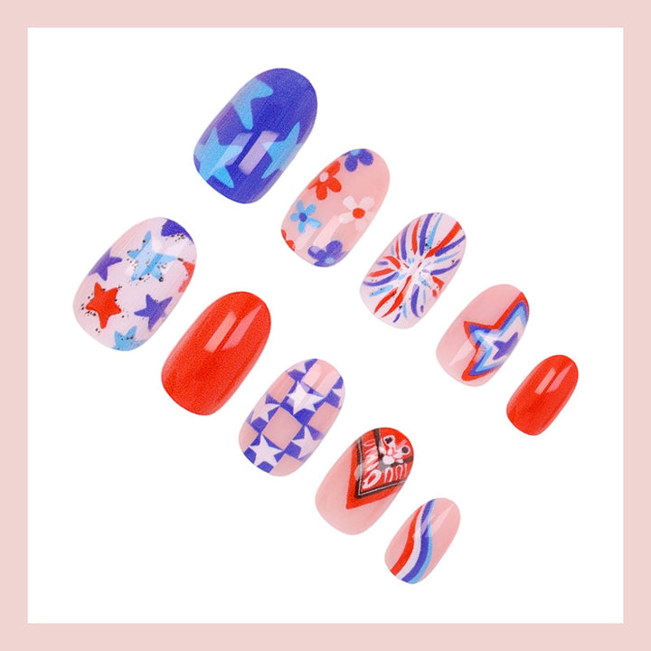 Artificial nail set with creative star and heart patterns Bowlift