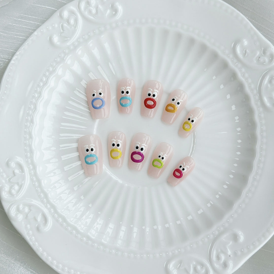Playful Cartoon Character Press-On Nails